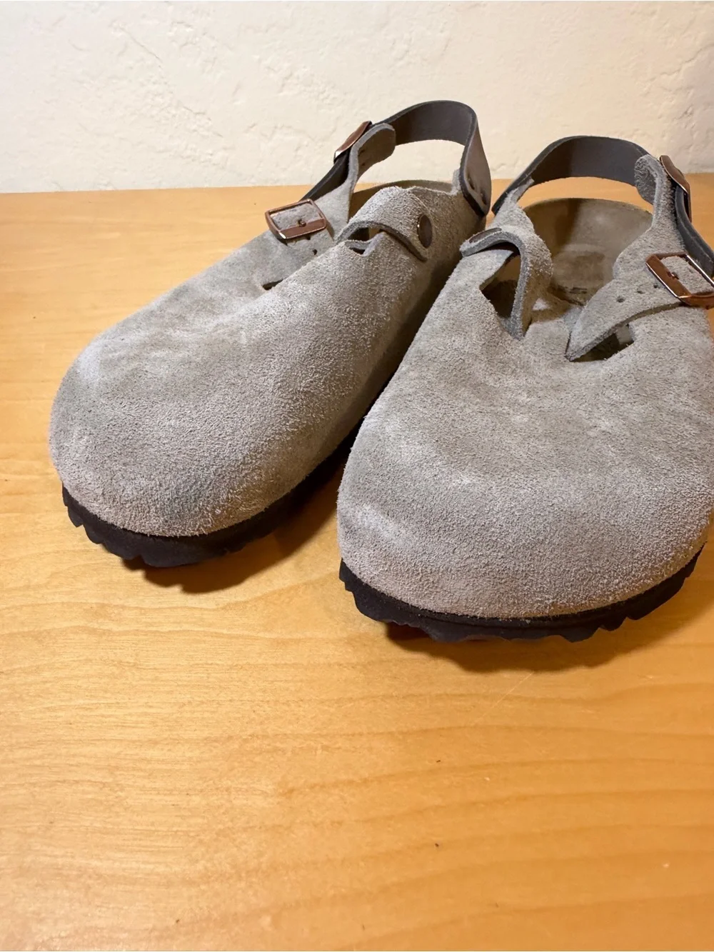 Birkenstock Tokio II Clogs Size 40 260CM Gray Suede Casual Buckle Closure